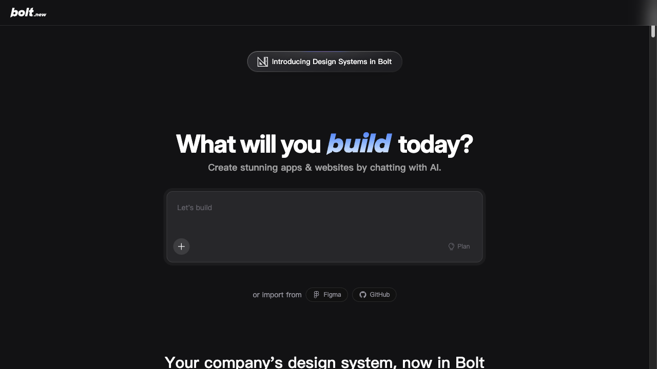 Bolt.new Homepage